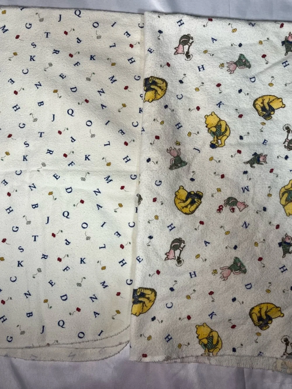 Vintage 1998 Disney Classic Pooh Crib Fitted Sheet 3pc Set ABC Blanket
